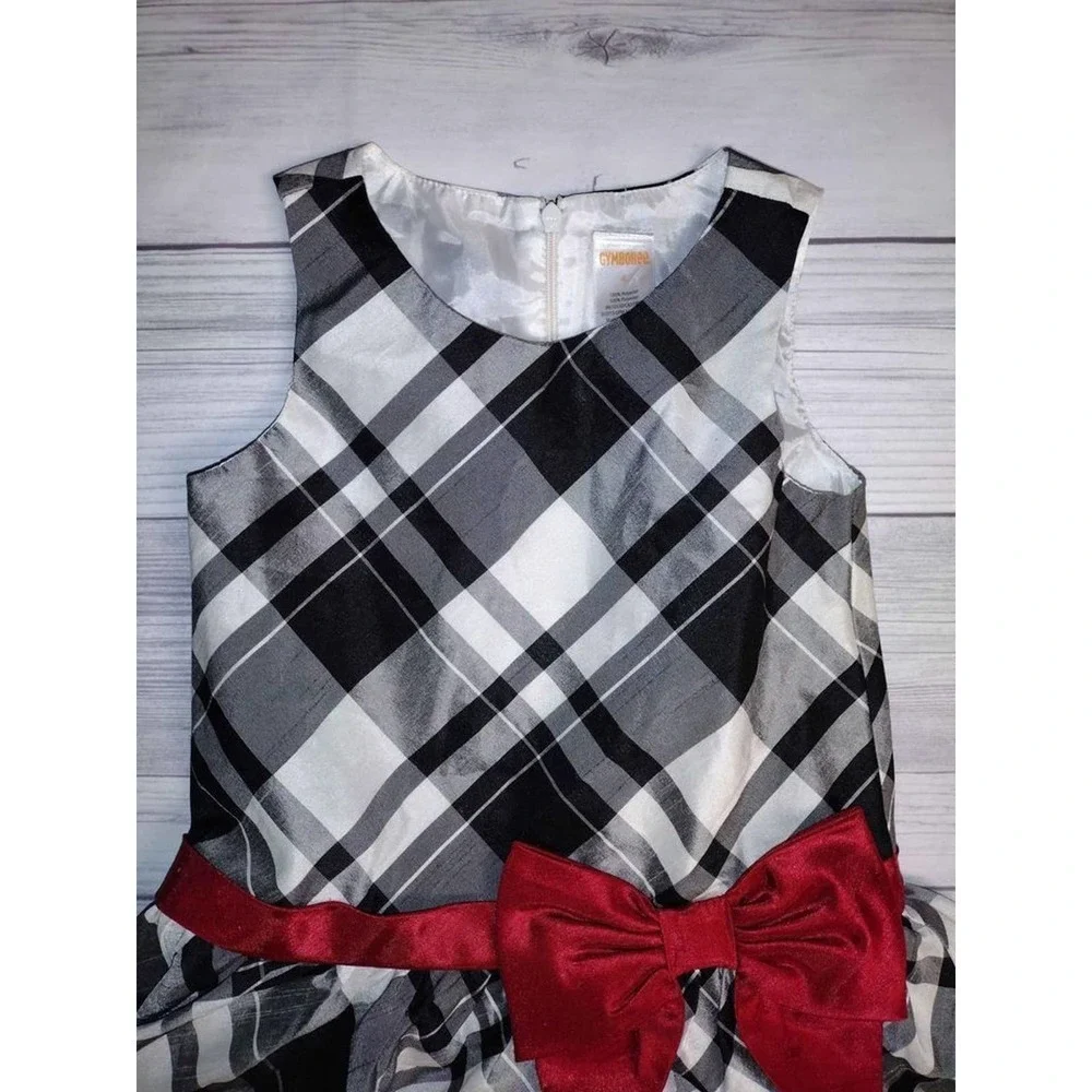 Gymboree Girls Plaid Dress Red‎ Bow Sleeveless Size 4 Holiday Special Occasion
